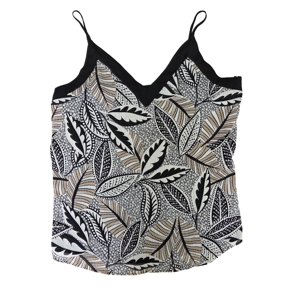 Calvin Klein Womens Medium Black Leaf Print V-Neck Camisole Tank Top Career